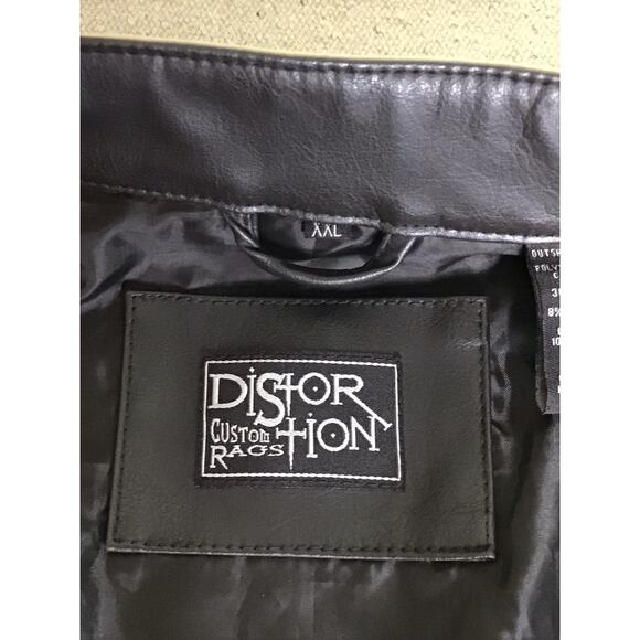 Distortion Custom Rags Men’s Vintage Faux Leather Motorcycle Jacket Sz.XXL  EUC - Picture 9 of 11